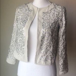Silver and White Sequin Lightweight Jacket